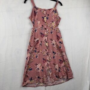 Floral Print Dress Xhilaration Sleeveless‎ Button Front Side Cutouts Womens